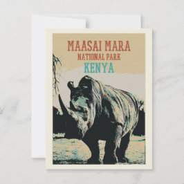 Carte Postale Rhinoceros, Kenya, Masai Mara National Park