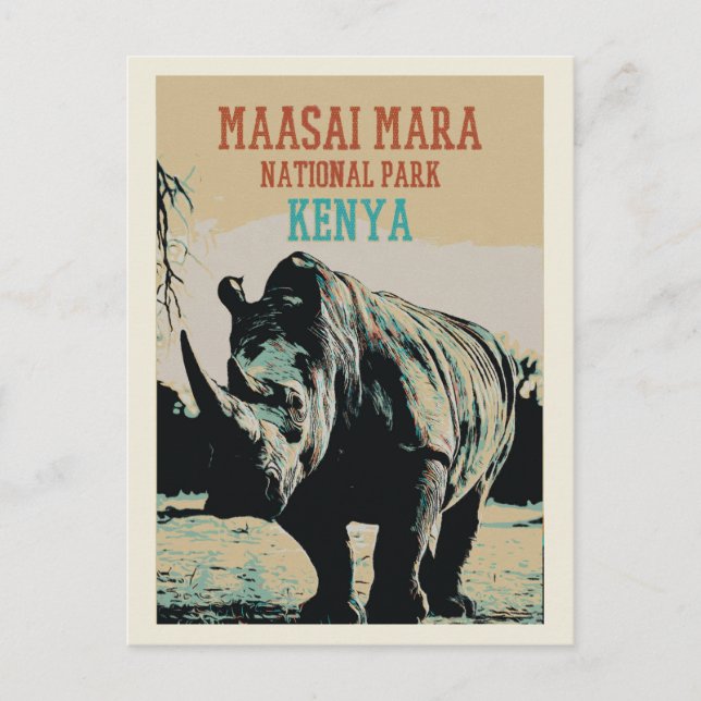 Carte Postale Rhinoceros, Kenya, Masai Mara National Park (Devant)