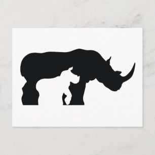 Carte Postale Rhinocéros noir et blanc