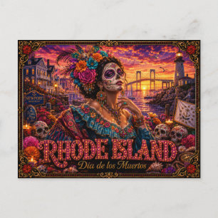 Carte Postale Rhode Island Día de los Muertos Rétro