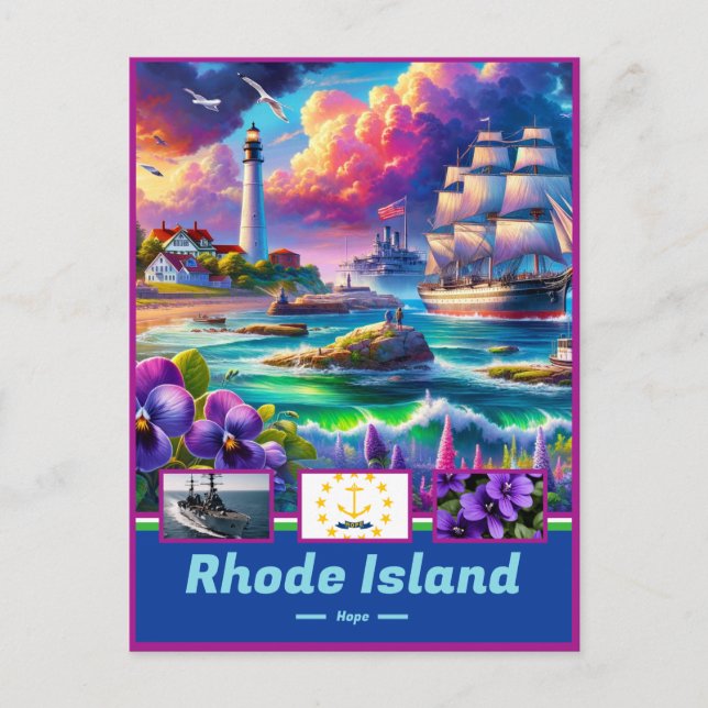 Carte Postale Rhode Island Élégance côtière Pittoresque (Devant)