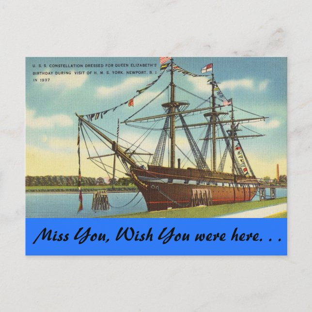 Carte Postale Rhode Island, États-Unis Constellation, Newport (Devant)