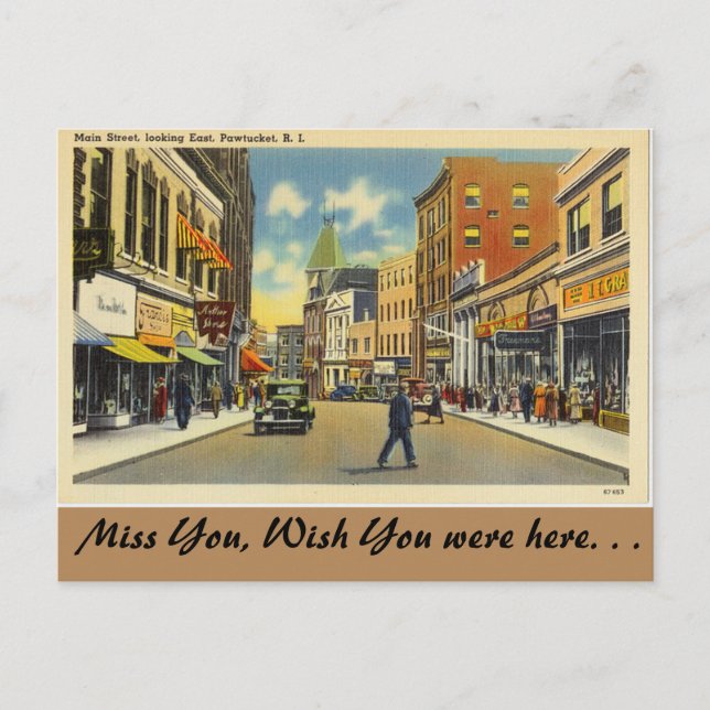 Carte Postale Rhode Island, Main Street, Pawtucket (Devant)