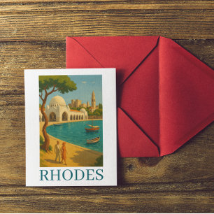 Carte Postale Rhodes Grèce Art Vintage voyage