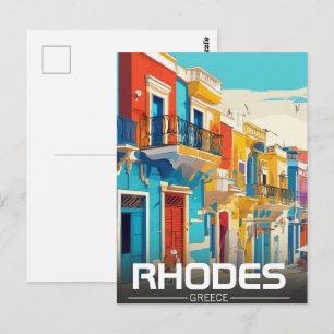 Carte Postale Rhodes, souvenir de l'île de Grèce