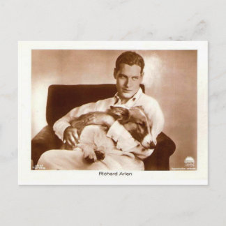 Carte Postale Richard Arlen acteur d'écran avec chien