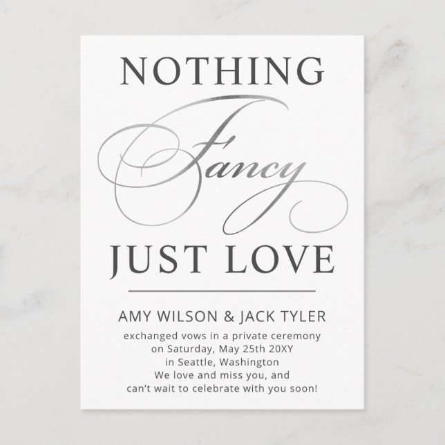 Carte Postale Rien De Fancy Just Love Mariage Faire-part Postc (Devant)
