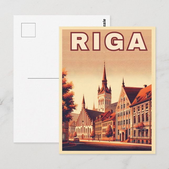 Carte Postale Riga City, Lettonie culture baltique cadeaux vinta (Devant / Derrière)