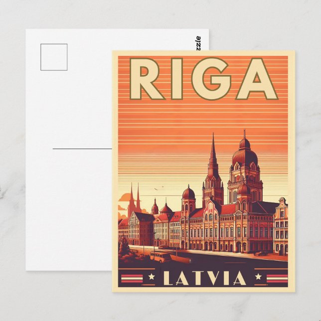 Carte Postale Riga City, Lettonie culture baltique cadeaux vinta (Devant / Derrière)