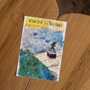 Carte Postale Rio de Janeiro Brésil Art Aquarelle