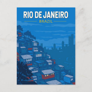 Carte Postale Rio De Janeiro Brésil Favela Voyage Art Vintage