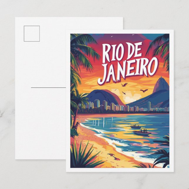 Carte Postale Rio de Janeiro Brésil Illustration Voyage (Devant / Derrière)