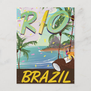 Carte Postale rio de janeiro Brésil impression de voyage rétro.