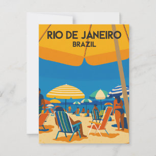 Carte Postale Rio De Janeiro Brésil Plage Voyage Rétro