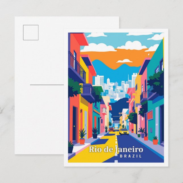Carte Postale Rio de Janeiro Brésil Pop Art Voyage Illustration (Devant / Derrière)