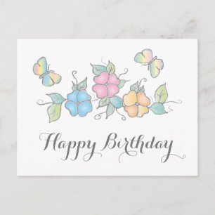 Carte Postale Rire en direct   Aquarelle florale papillon