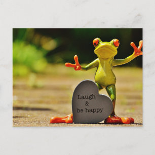 Carte Postale Rire et être heureuse Grenouille