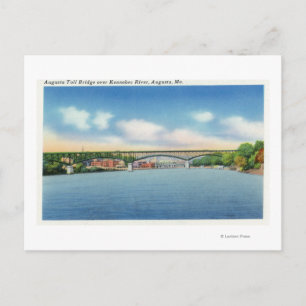 Carte Postale Rivière Kennebec Vue du pont-péage Augusta