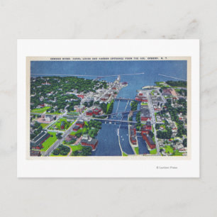 Carte Postale Rivière Oswego, Écluses, Entrée du port