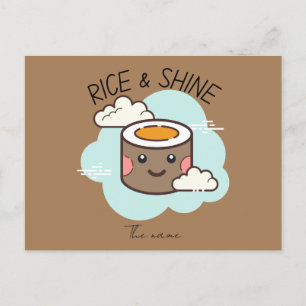 Carte Postale Riz et brillance, chat sushi