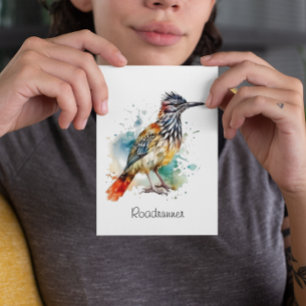 Carte Postale Roadrunner en aquarelle dynamique