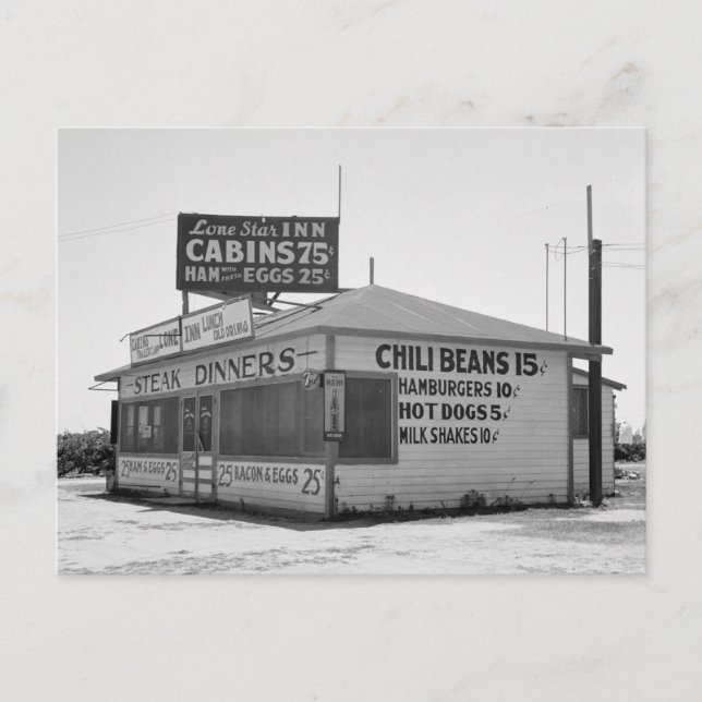 Carte Postale Roadside Diner, 1939 (Devant)