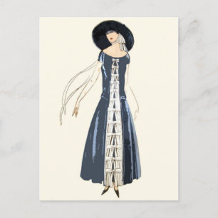 Carte Postale Robe de mode féminine et Casquette des années 1920