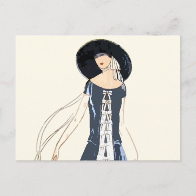 Carte Postale Robe de mode féminine et Casquette des années 1920 (Devant)
