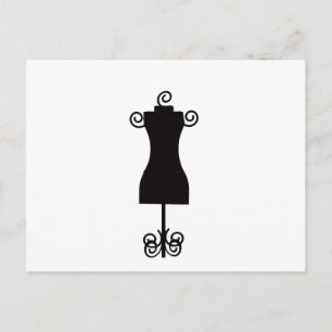 Carte Postale Robe de mode noir et blanc Mannequin