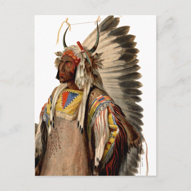 Carte Postale Robe de tête en chef des Indiens tribaux autochton (Devant)