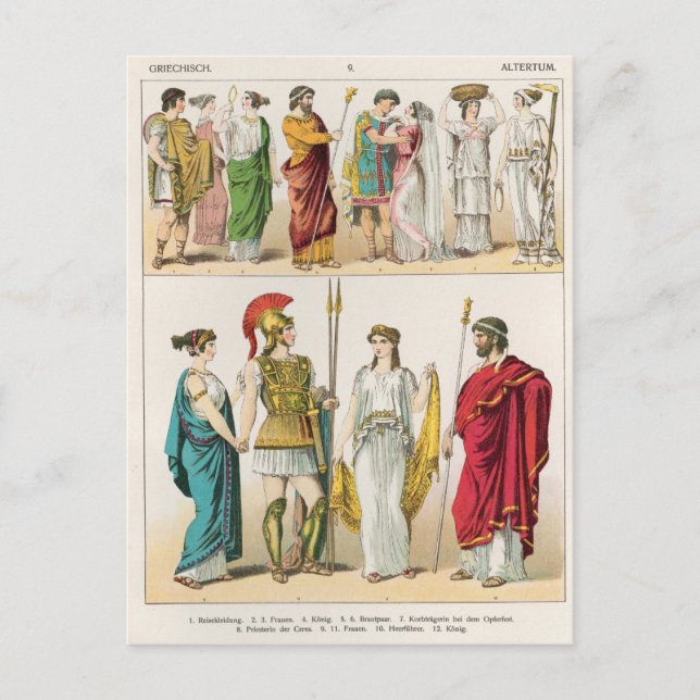 Carte Postale Robe grecque, de 'Trachten der Voelker, 1864 (Devant)