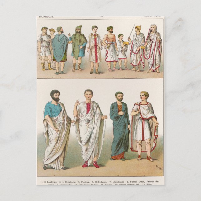 Carte Postale Robe romaine, de 'Trachten der Voelker', 1864 (Devant)