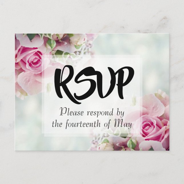 Carte Postale Robe rose florale Bouquet Mariage RSVP (Devant)