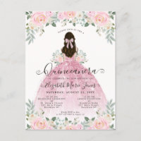 Robe rose poudré fleurie pour Quinceanera 15 ans 