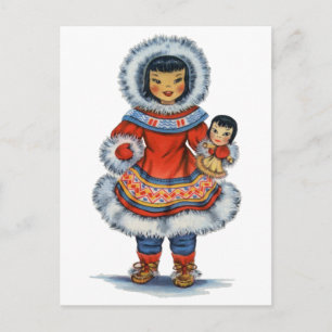 Carte Postale Robe traditionnelle Eskimo vintage