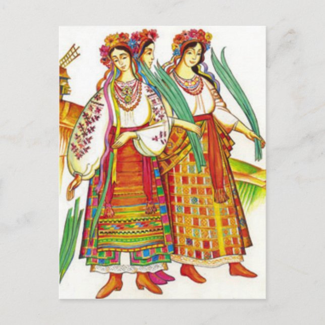 Carte Postale Robe ukrainienne traditionnelle de Kyivschyna (Devant)