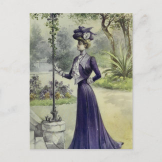 Carte Postale Robe Victorienne Vintage Française De Mode Violet