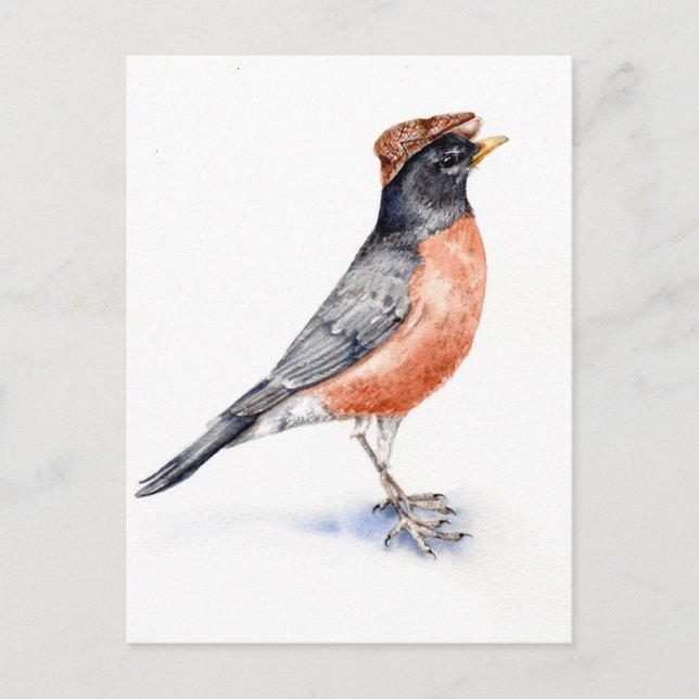 Carte Postale Robin Bird en Casquette (Devant)