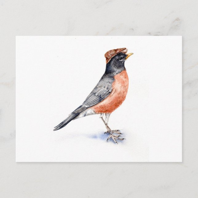 Carte Postale Robin Bird en Casquette (Devant)