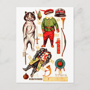 Carte Postale Robin Hood, Paper Doll, Louis Wain