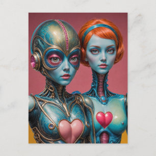 Carte Postale Robots femelles Scifi