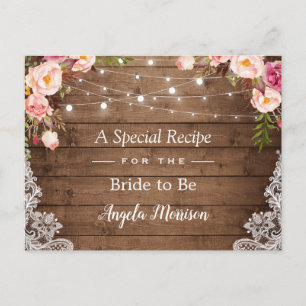 Carte Postale Roche Rustique Lumières Dentelle Floral Bridal Rec