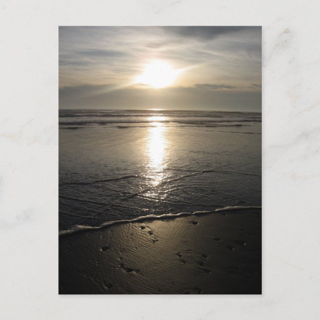 Carte Postale Rochers de plage et coucher de soleil (Devant)