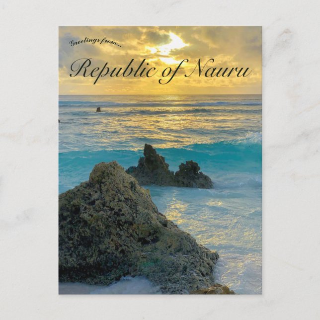 Carte Postale Rochers et vagues à Nauru (Devant)