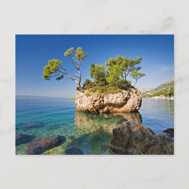 Carte Postale Rochers, mer et une minuscule île (Devant)