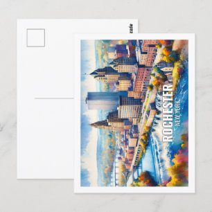 Carte Postale Rochester New York Famous Travel Places aquarelle