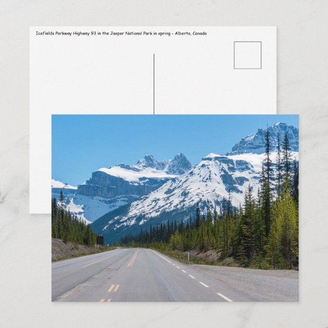 Carte Postale Rocheuses canadiennes - Route 93 de la promenade d (Devant / Derrière)