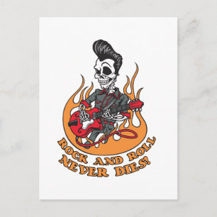 Carte Postale Rock And Roll Ne Meurt Jamais Squelette Guitare