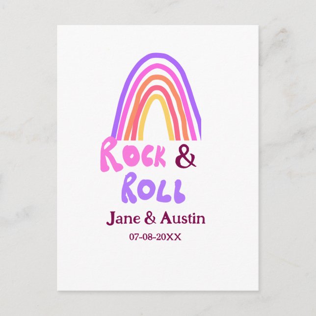 Carte Postale Rock & roll mariage ajouter nom de couple rétro ar (Devant)