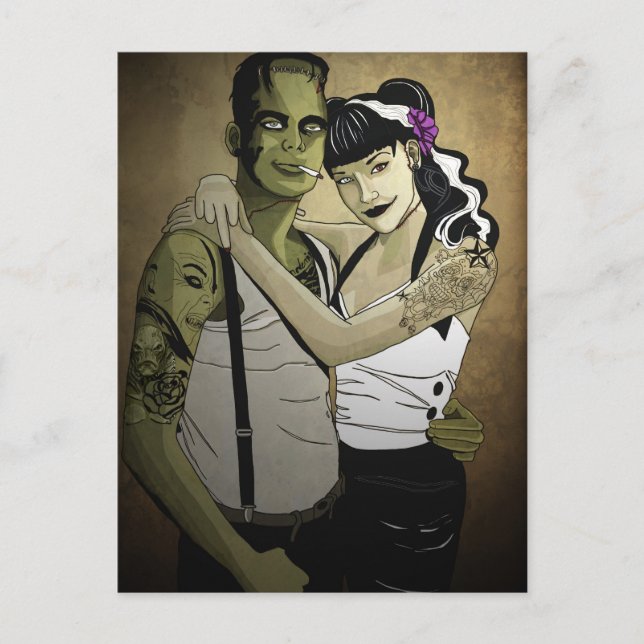 Carte Postale Rockabilly Frank et Bride (Devant)